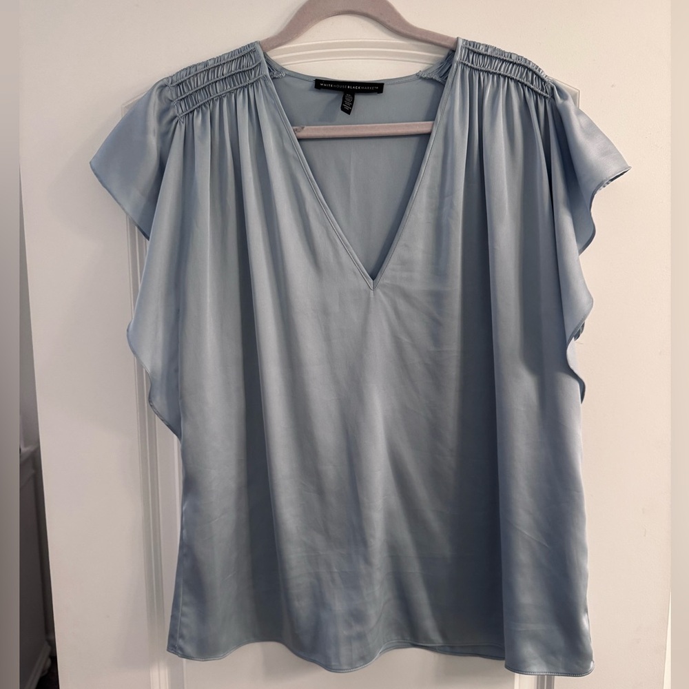White House Black Market Light Blue Blouse